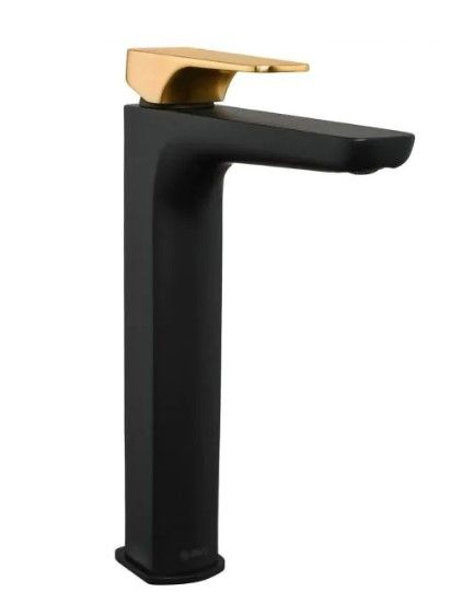 Photo 1 of 
AKDY
Single Hole Single-Handle Vessel Bathroom Faucet in Matte Black with Brushed Gold Handle