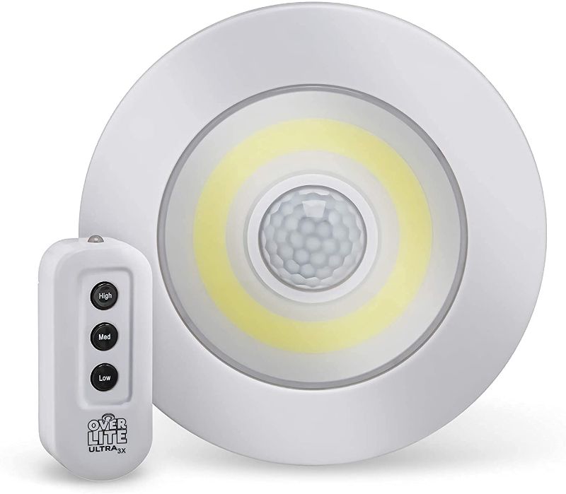 Photo 1 of Sensor Brite Overlite Ultra: Remote Control Ceiling/Wall LED Light with Adjustable Brightness, Motion Activated, Stick Anywhere, Battery-Operated Overhead LED Light
