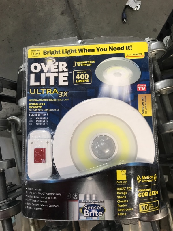 Photo 2 of Sensor Brite Overlite Ultra: Remote Control Ceiling/Wall LED Light with Adjustable Brightness, Motion Activated, Stick Anywhere, Battery-Operated Overhead LED Light
