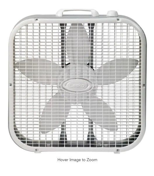 Photo 1 of 20 in. 3 Speed White Box Fan with Save-Smart Technology for Energy Efficiency
AS IS USED, DAMAGED, PLEASE SEE PHOTOS 