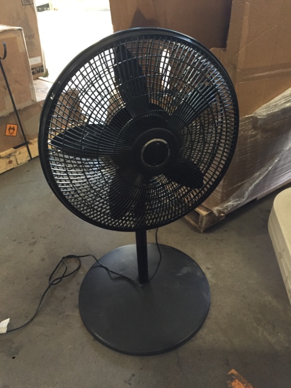 Photo 2 of Cyclone Adjustable-Height 18 in. 3 Speed Black Oscillating Pedestal Fan
AS IS USED, DAMAGED (FAN HEADS LOOSE), PLEASE SEE PHOTOS 