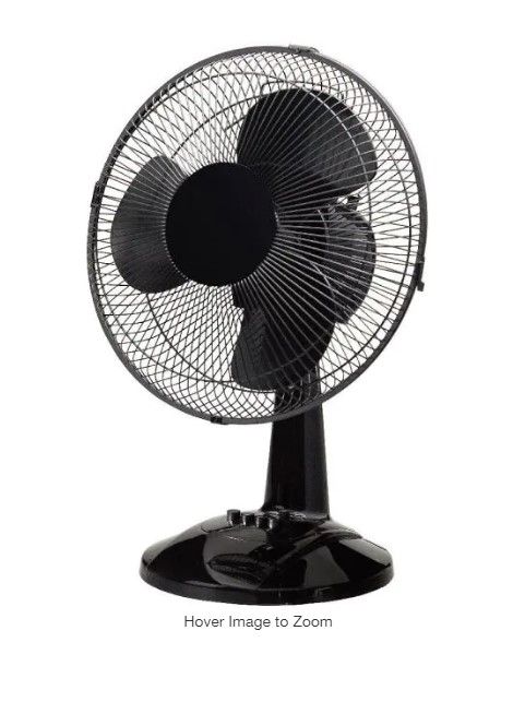 Photo 1 of 12 in. Black Portable Personal Table Fan
AS IS USED, MINOR COSMETIC DAMAGE, PLEASE SEE PHOTOS 