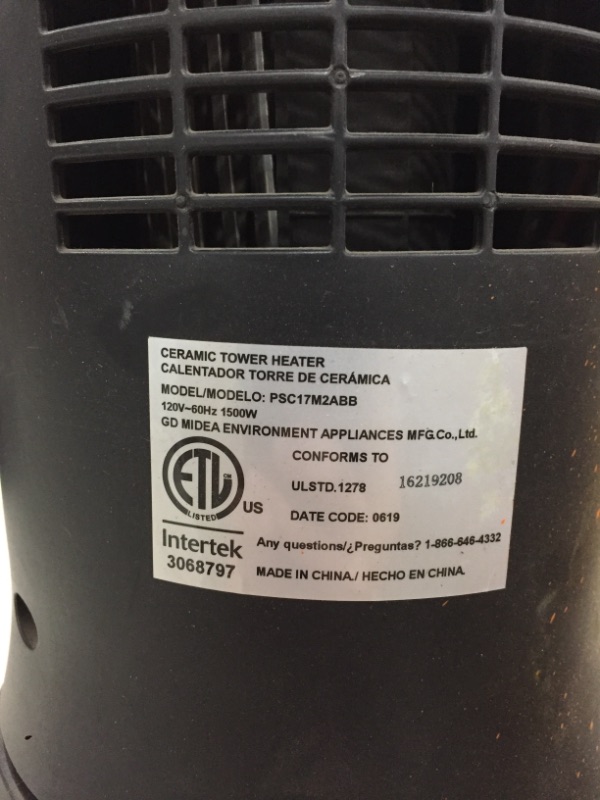 Photo 4 of 1500-Watt Electric Ceramic Tower OSC Space Heater
AS IS USED, COSMETIC DAMAGE, PLEASE SEE PHOTOS 