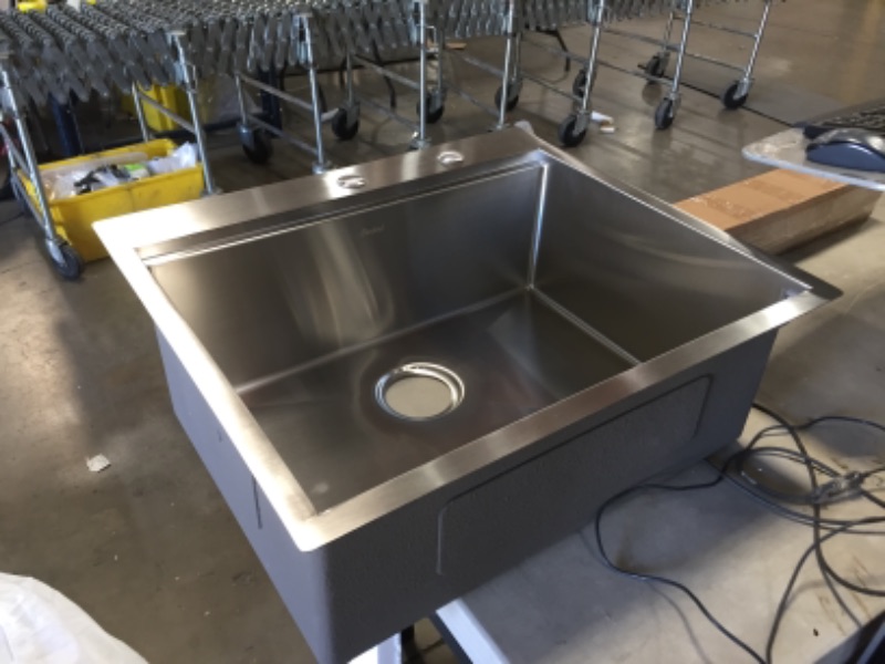 Photo 6 of 25 Drop Sink - Lordear 25x22 Drop-in Topmount Kitchen Sink 16 Gauge Stainless Steel Single Bowl Ledge Workstation Luxury Bar Prep Sink
PREVIOUSLY OPENED, MISSING COMPONENTS, PLEASE SEE PHOTOS 