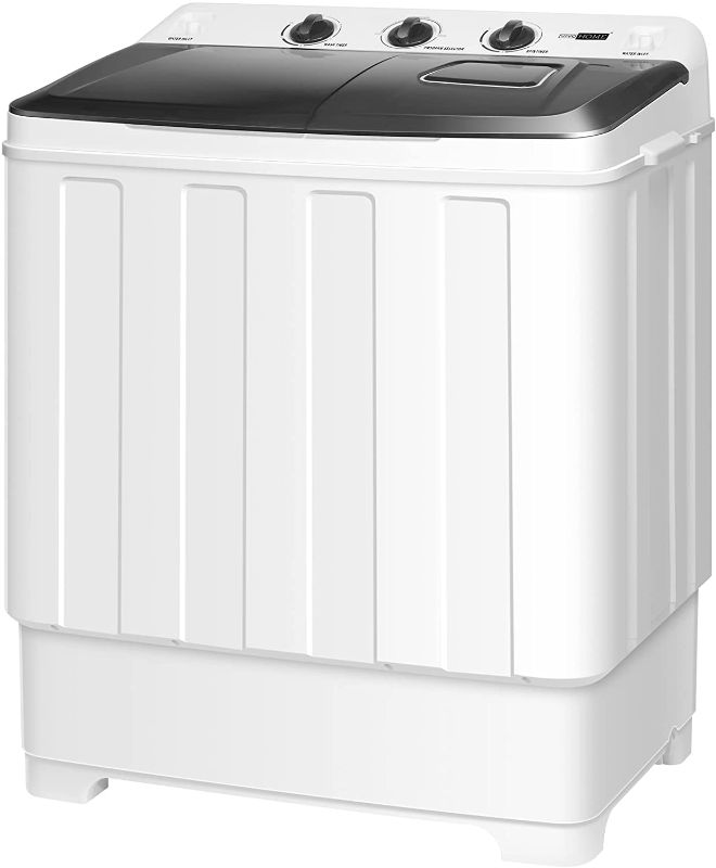 Photo 1 of VIVOHOME Electric Portable 2 in 1 Twin Tub Mini Laundry Washer and Spin Dryer Combo Washing Machine with Built-in Drain Pump and Drain Hose and for Apartments 26lbs Grey Washer(18lbs) & Spinner(8lbs)
