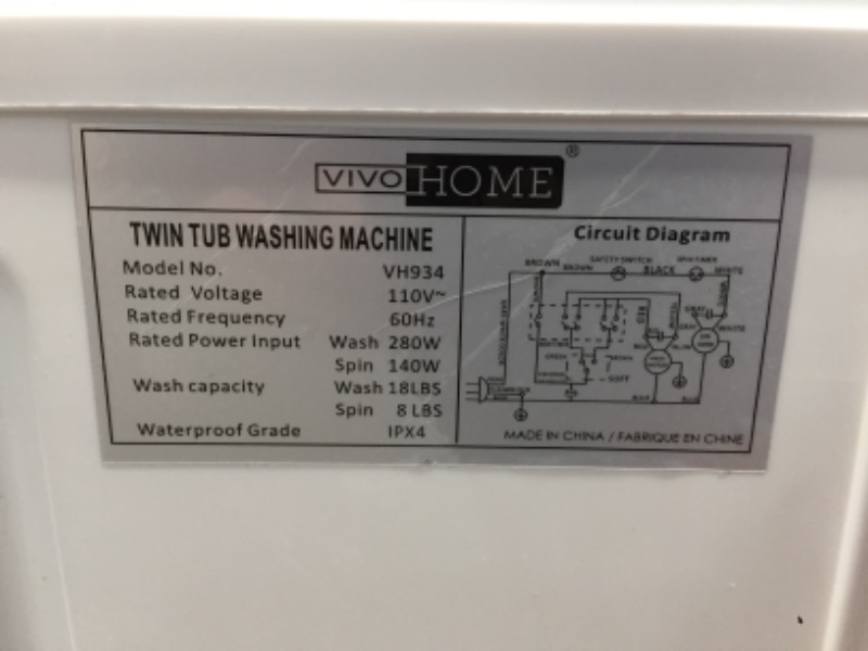 Photo 2 of VIVOHOME Electric Portable 2 in 1 Twin Tub Mini Laundry Washer and Spin Dryer Combo Washing Machine with Built-in Drain Pump and Drain Hose and for Apartments 26lbs Grey Washer(18lbs) & Spinner(8lbs)
