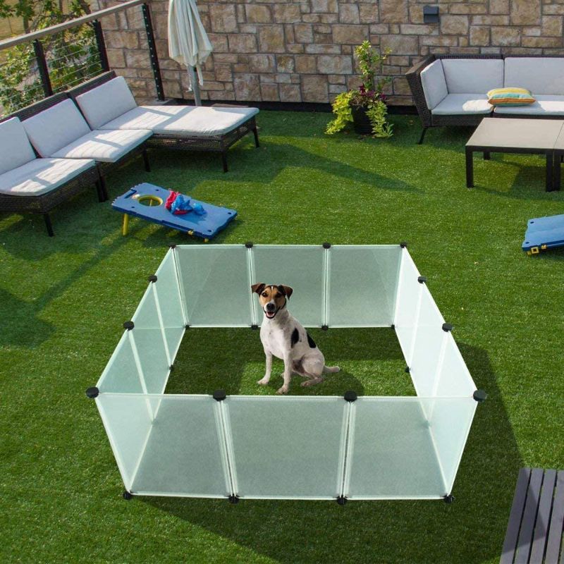 Photo 1 of EXPAWLORER Pet Playpen for Puppy - Plastic Indoor Yard Fence Durable and Large Space for Small Animals with 12 pcs Transparent Panels
