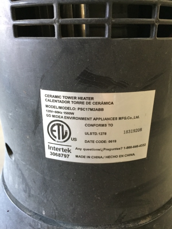Photo 1 of 1500-Watt Electric Ceramic Tower OSC Space Heater
AS IS USED, DIRTY (DUSTY) PLEASE SEE PHOTOS 