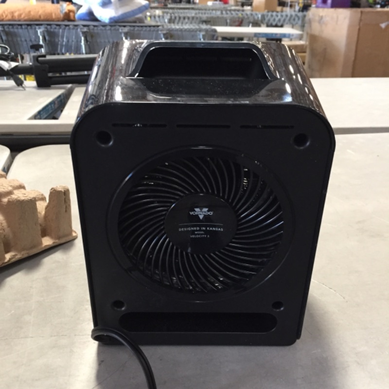 Photo 2 of Velocity 5 Whole Room 1500-Watt 5118 BTU Electric Space Fan Heater Furnace, Auto Control, Advanced Safety, Black
AS IS USED