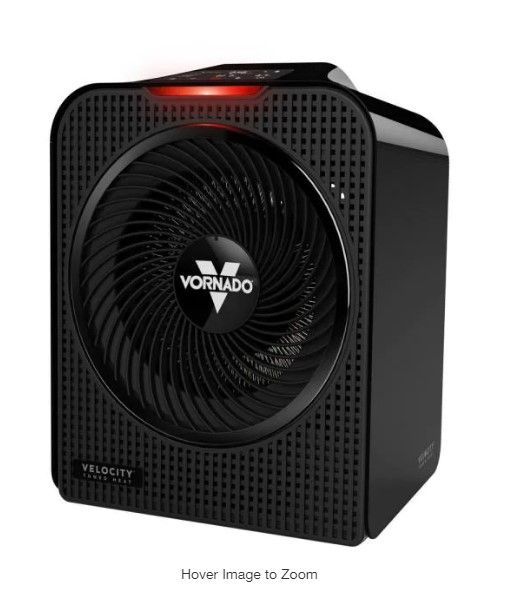 Photo 1 of Velocity 5 Whole Room 1500-Watt 5118 BTU Electric Space Fan Heater Furnace, Auto Control, Advanced Safety, Black
AS IS USED