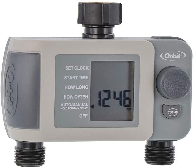 Photo 1 of Orbit 24621 2-Outlet Hose Faucet Timer, Gray
