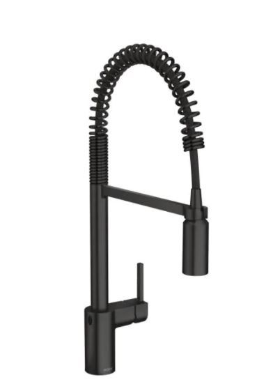 Photo 1 of 
MOEN
Align 1-Handle Pre-Rinse Spring Pulldown Kitchen Faucet with MotionSense Wave and Power Clean in Matte Black