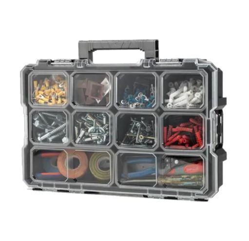 Photo 1 of Husky
10-Compartment Interlocking Small Parts Organizer in Black