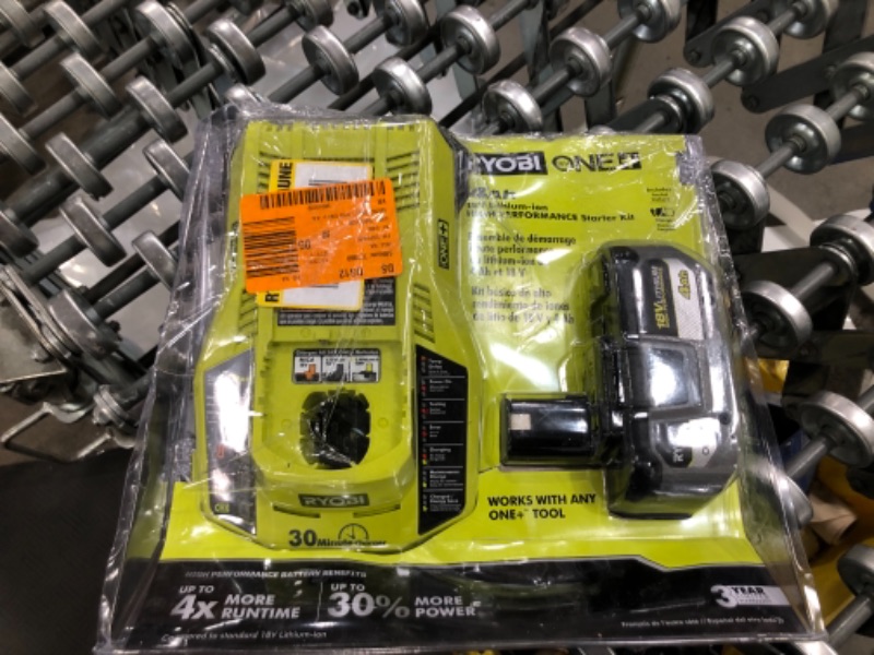 Photo 2 of RYOBI
ONE+ 18V HIGH PERFORMANCE Lithium-Ion 4.0 Ah Battery and Charger Starter Kit