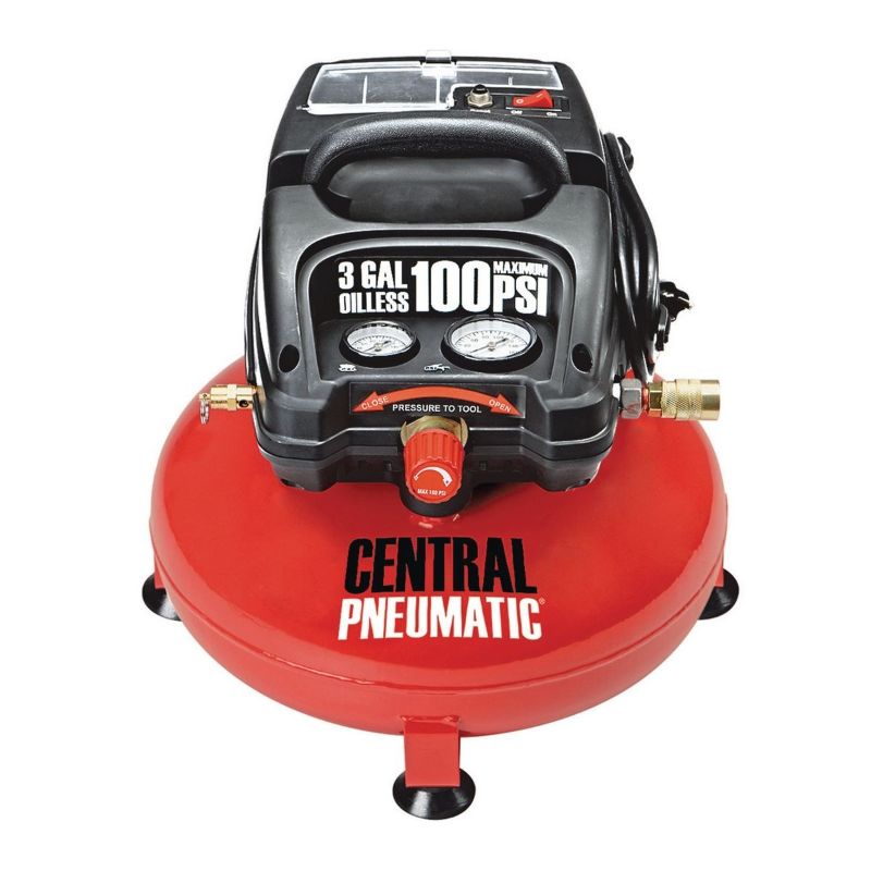Photo 1 of 3 Gallon 1/3 HP 100 PSI Oil-Free Pancake Air Compressor
