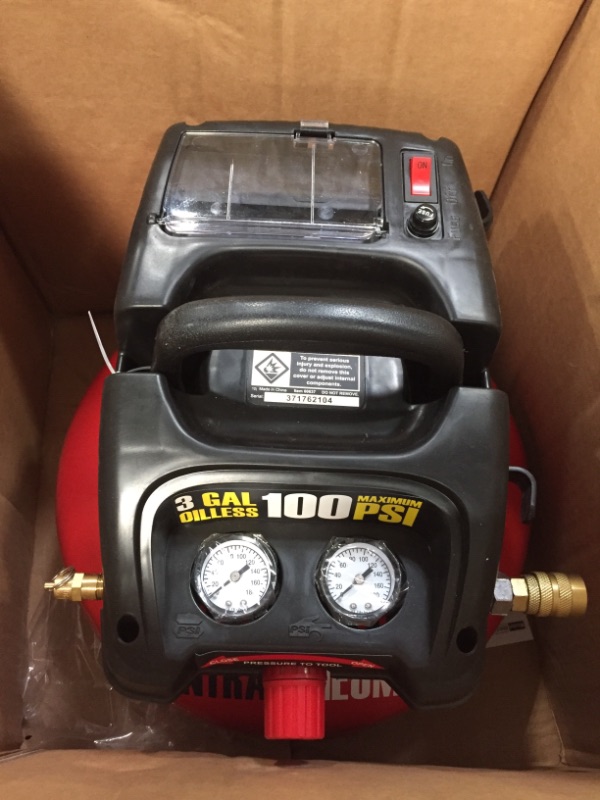 Photo 2 of 3 Gallon 1/3 HP 100 PSI Oil-Free Pancake Air Compressor
