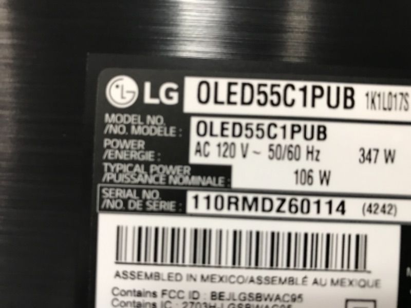 Photo 3 of ***Damaged*** 
***PARTS ONLY***
LG OLED55C1PUB 55" 4K Ultra High Definition OLED Smart C1 Series TV