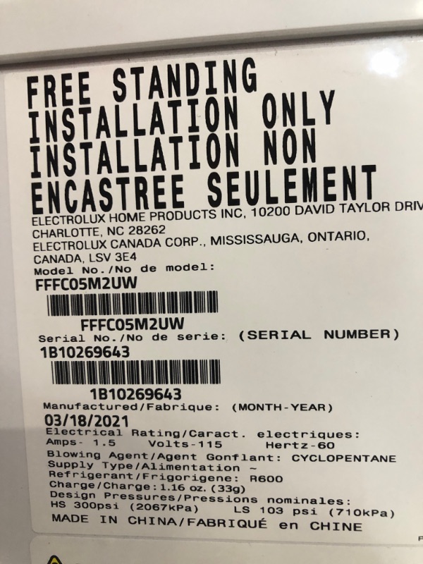 Photo 1 of 5 cu. ft. Chest Freezer in White
by Frigidaire