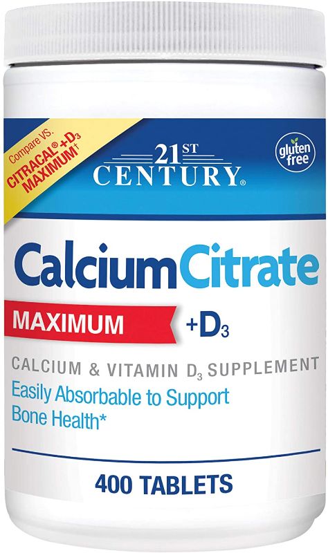 Photo 1 of 21st Century Vitamins Calcium Citrate Plus D3 Maximum Tablets, 400 Count
expired Dec 2023