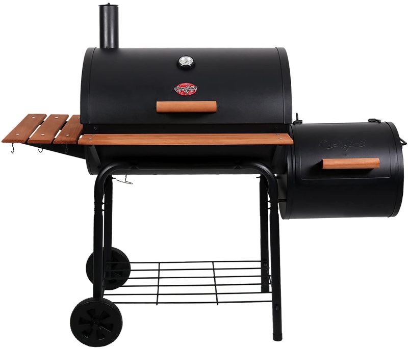 Photo 1 of Char-Griller E1224 Smokin Pro 830 Square Inch Charcoal Grill with Side Fire Box, 50 Inch, Black
