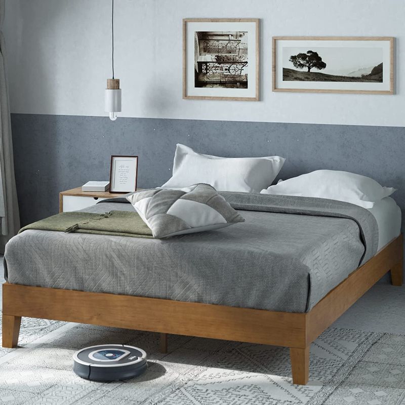 Photo 1 of ZINUS Alexis Deluxe Wood Platform Bed Frame / Solid Wood Foundation / No Box Spring Needed / Wood Slat Support / Easy Assembly QUEEN