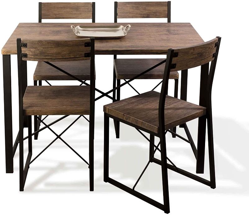 Photo 1 of Atlantic Urban Blend Dining 5pc Set, Woodgrain & Black PN38408135
**BOX 1 OF 2 ONLY**