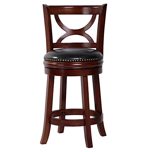 Photo 1 of Amoyland Menis Counter Stool with Back , 24-Inch Height Upholstered-Nailhead Seat Swivel Barstool , Perfect for Pub and Kitchen Island Bar Stools 
**MISSING HARDWARE**