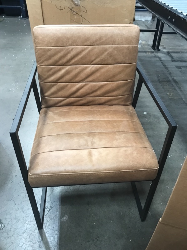 Photo 2 of Amazon Brand – Rivet Allie Velvet Industrial Mid-Century Dining Kitchen Chair BROWN
**BACKREST IS BENT**