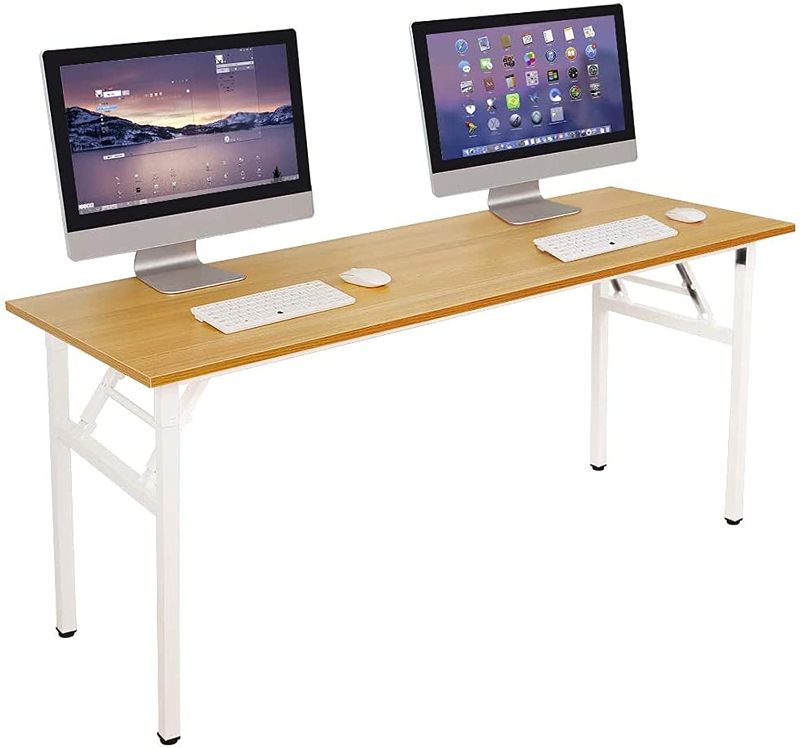 Photo 1 of Need Computer Desk Office Desk 62 inches Folding Table with BIFMA Certification Conference Table Workstation,Teak White
