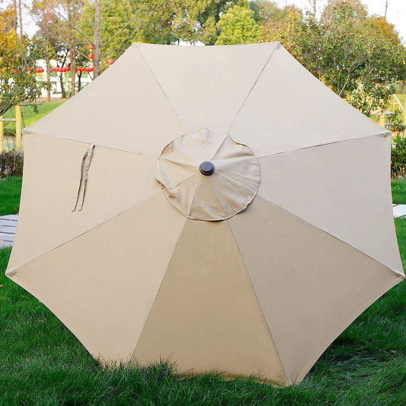 Photo 1 of Blissun 9' Outdoor Aluminum Patio Umbrella, Market Striped Umbrella with Push Button Tilt and Crank
