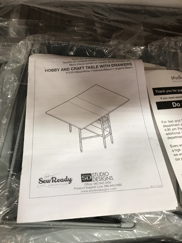 Photo 3 of Studio Designs Sew Ready Craft Table, Silver/White