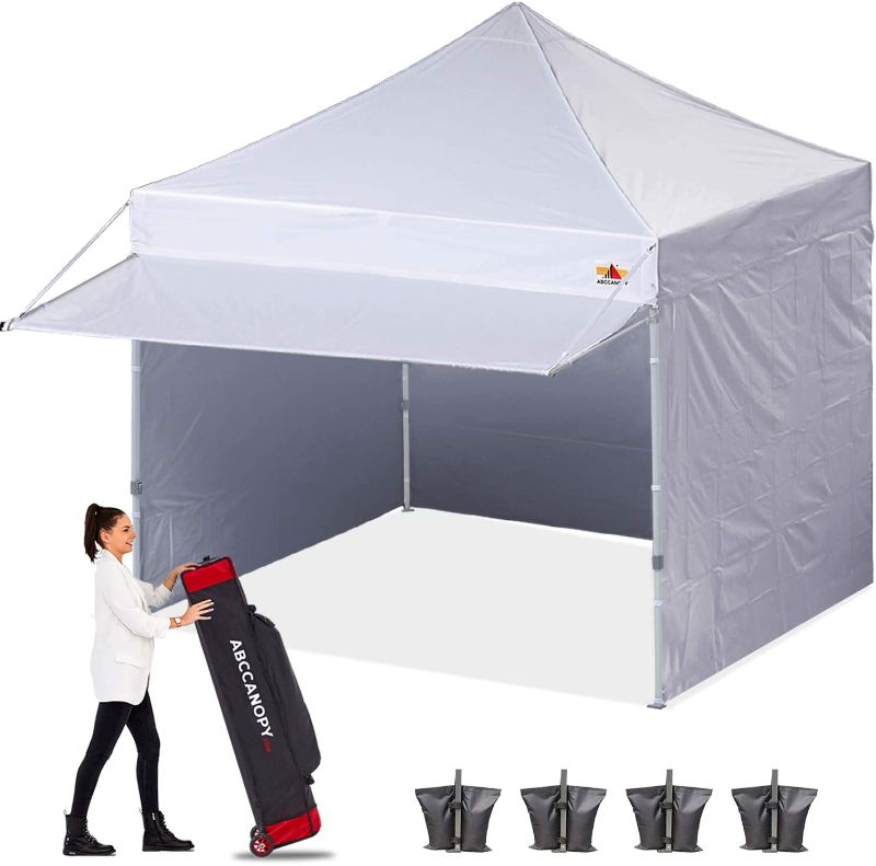 Photo 1 of ABCCANOPY Ez Pop up Canopy Tent with Awning and Sidewalls 10x10 Market -Series, White
**CARRYING CASE HAS SOME MINOR DAMAGE**