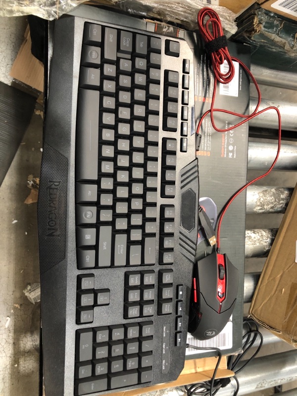 Photo 2 of Redragon S101 Wired Gaming Keyboard and Mouse Combo RGB Backlit Gaming Keyboard with Multimedia Keys Wrist Rest and Red Backlit Gaming Mouse 3200 DPI for Windows PC Gamers (Black)
