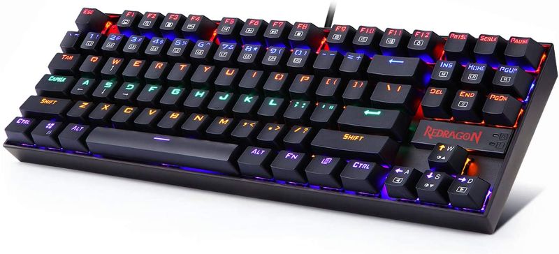 Photo 1 of Redragon K552 Mechanical Gaming Keyboard RGB LED Rainbow Backlit Wired Keyboard with Red Switches for Windows Gaming PC (87 Keys, Black)
