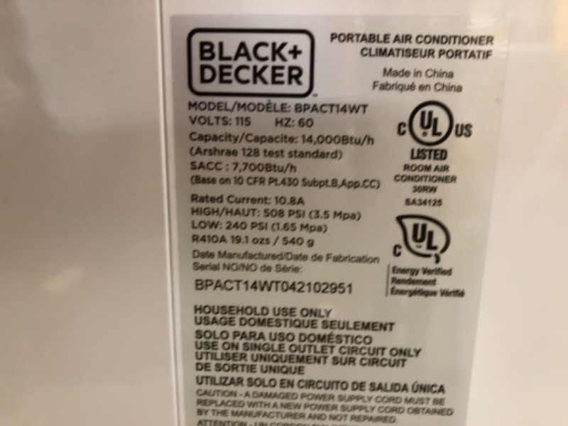 Photo 8 of BLACK+DECKER 8,000 BTU DOE (14,000 BTU ASHRAE) Portable Air Conditioner with Remote Control, White
**BLOWS ICE COLD**