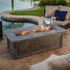 Photo 1 of Anchorage 56" MGO Gas Fire Table with Concrete Tank Holder- Rectangular -Gray Wood - Christopher Knight Home
