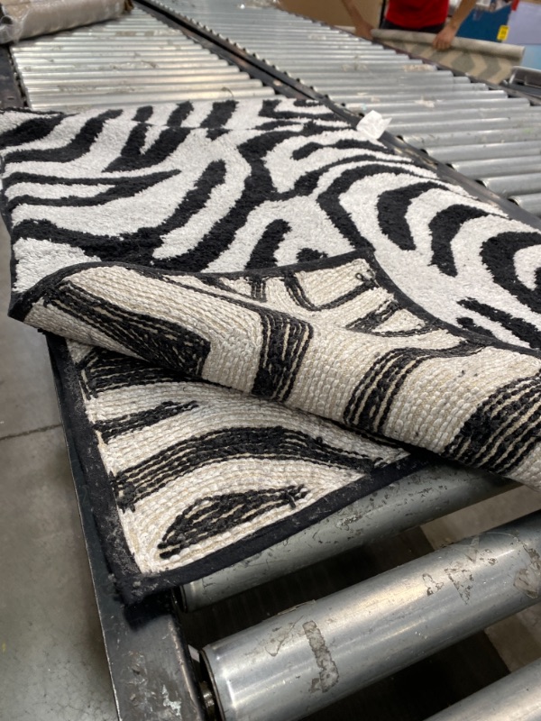 Photo 2 of 40x22 In 2 Piece Zebra Shower Rugs DIRTY 