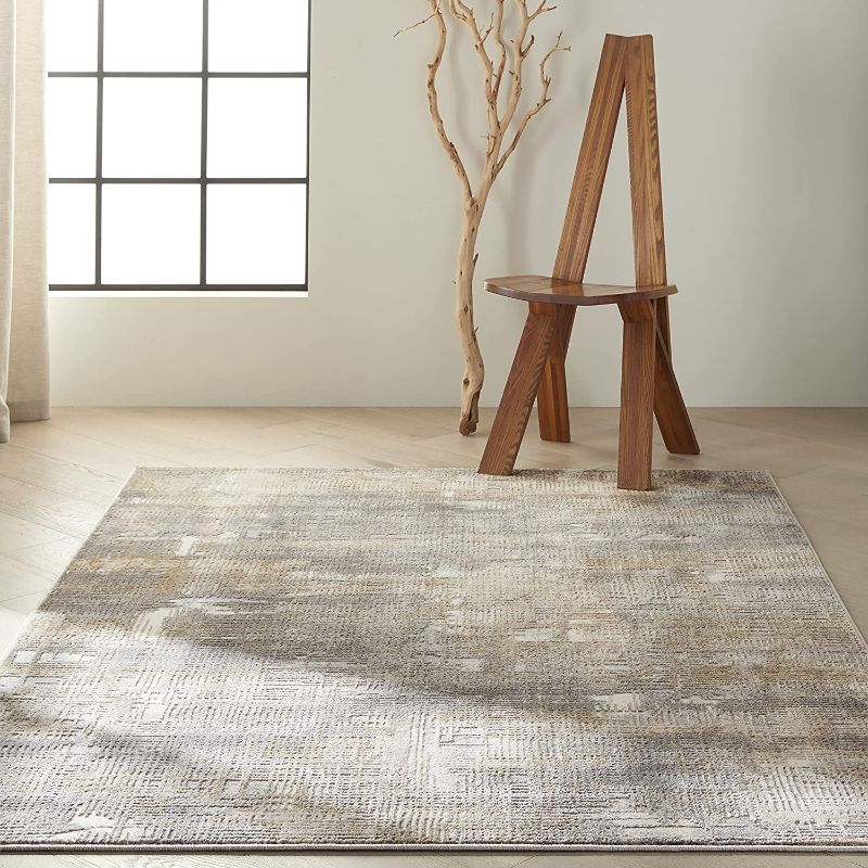 Photo 1 of Calvin Klein Rush Distressed Abstract Grey/Beige 6' x 9' Area Rug, (6' x 9')
