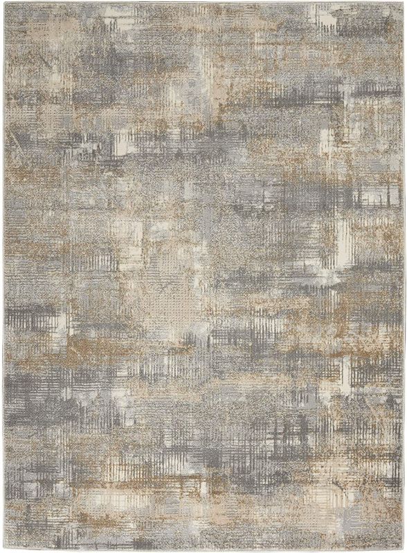 Photo 1 of Calvin Klein Rush Distressed Abstract Grey/Beige 5'3"X7'3" Area Rug, (5' x 7')
