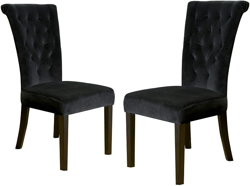 Photo 1 of Christopher Knight Home Venetian Velvet Dining Chair, Black
