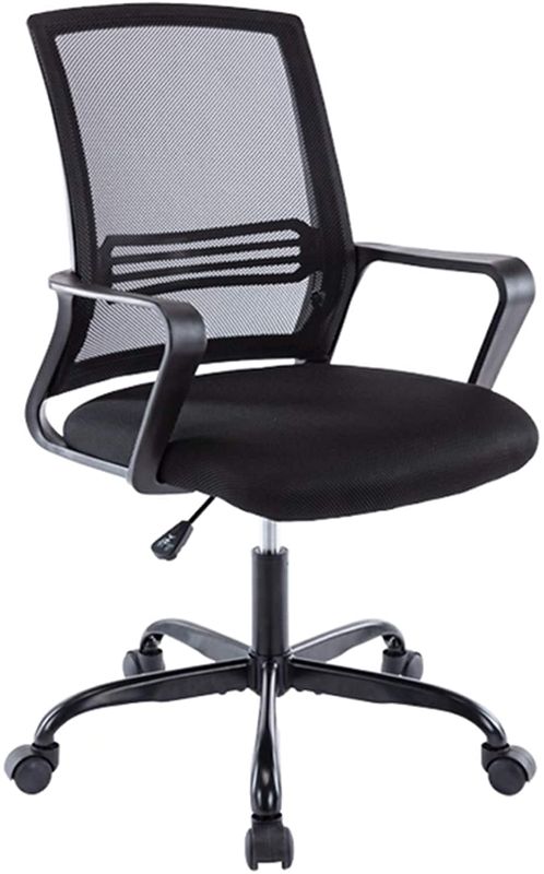 Photo 1 of BHUTAN Home Office Chair Height Adjustable Upholstered Mesh Swivel Computer Office Ergonomic Desk Chair with Lumbar Support,Low-Back with Armrest
