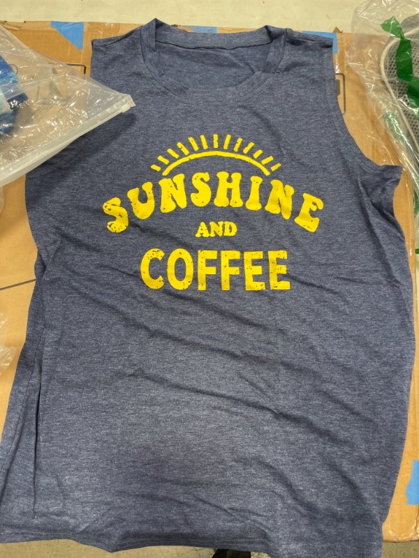 Photo 2 of Women's Sunshine and Coffee Tank Casual Graphic Tank Tops Sleeveless Graphic Shirts size xl