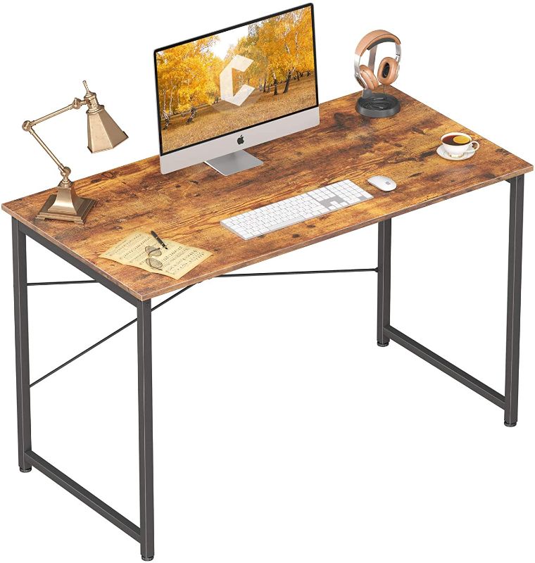 Photo 1 of Cubicubi Computer Desk 47" Home Office Laptop Desk Study Writing Table, Modern Simple Style, Brown
