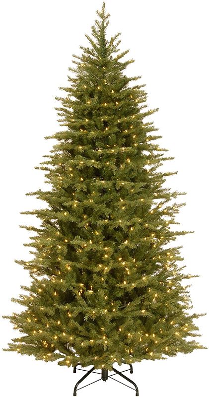 Photo 1 of National Tree Company 'Feel Real' Pre-lit Artificial Christmas Tree | Includes Pre-strung Multi-Color LED Lights and Stand | Nordic Spruce Slim - 7.5 ft
