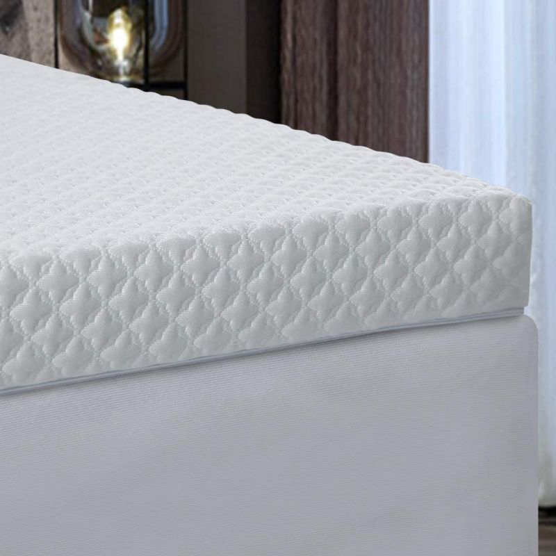 Photo 1 of 3-Inch Memory Foam Mattress Topper Twin Size Bed Topper (with Bamboo Fiber Mattress Cover,Zipper Closure, Removable and Washable INGALIK
