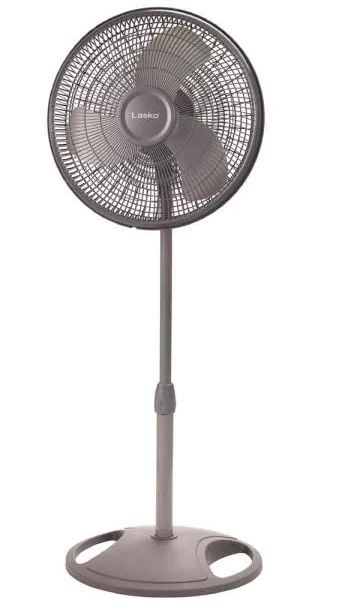 Photo 1 of Lasko Adjustable-Height 16 in. Oscillating Pedestal Fan, Gray
