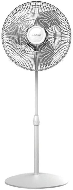 Photo 1 of LASKO S16201 Oscillating Stand Fan, 16-Inch

//TESTED AND FUNCTIONAL, MISSING FRONT COVER, MINOR COSMETIC DAMAGE 
