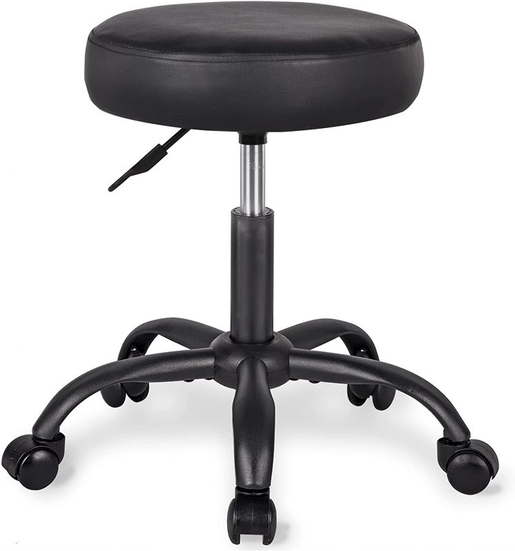 Photo 1 of ***PARTS ONLY*** Rolling Stool Swivel Salon Shop Stool Chair Adjustable Drafting Stool Massage Spa Stool with PU Leather Cushioned in Black