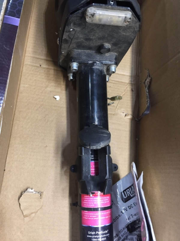 Photo 3 of Uriah Products UC500010 Electric Trailer Jack (7-Way Connector, 5000 lb. 12V DC), Black

//MAJOR COSMETIC DAMAGE 
