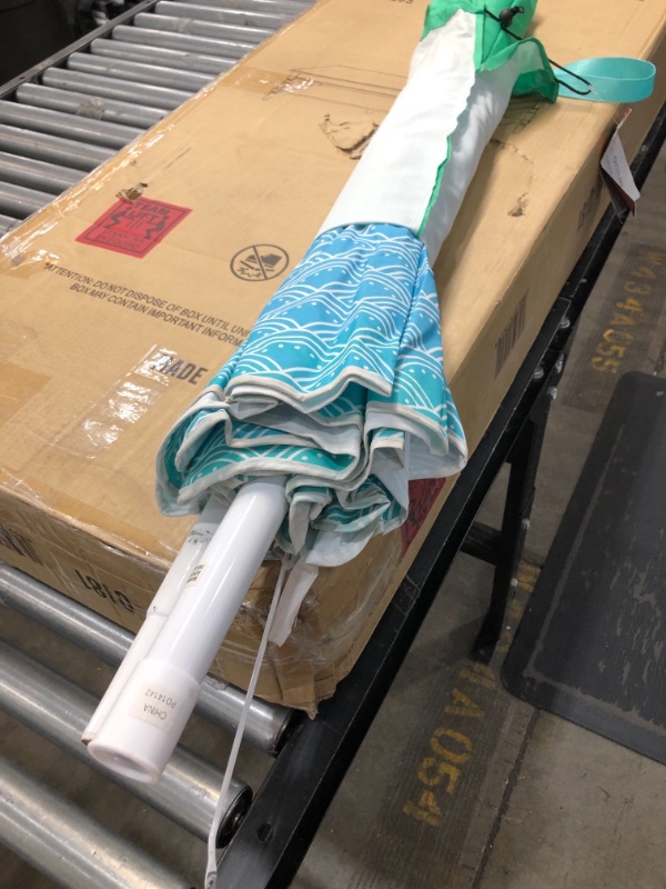 Photo 2 of 5.5 Ft. Portable Beach Umbrella, (Mermaid Teal)
